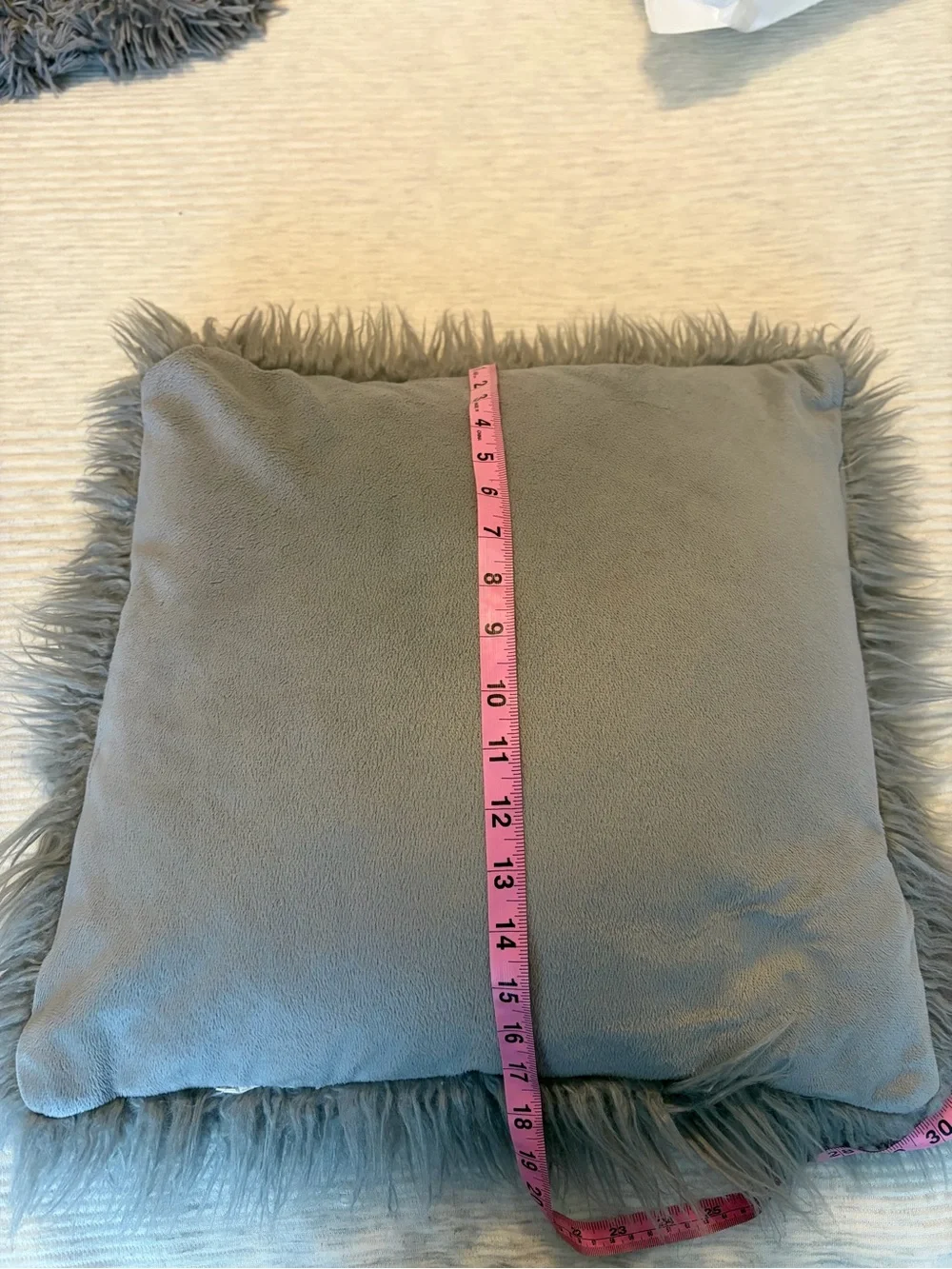 Plush Faux Fur Throw Pillow - Gray